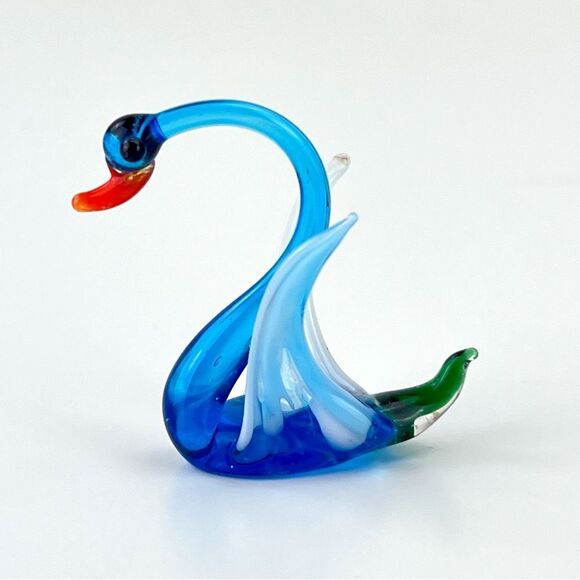 Vintage Art Glass Murano Style Swan Goose Hand Blown Figurine - Picture 2 of 6